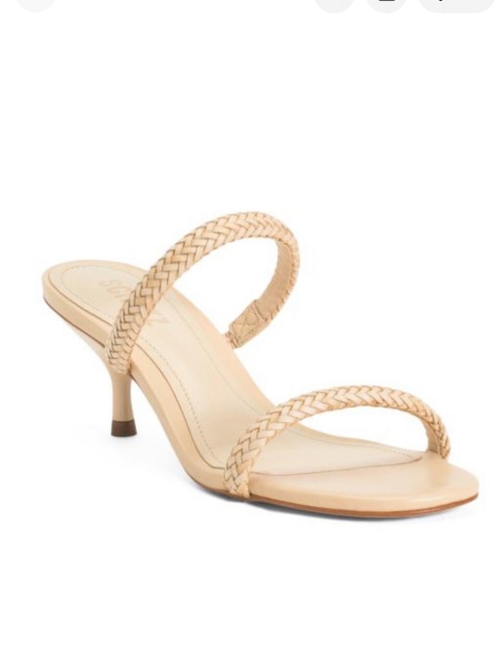 Schutz Taliah Mid Woven Leather Kitten Heel Sandal Strappy Tan Women's Sz 9.5B